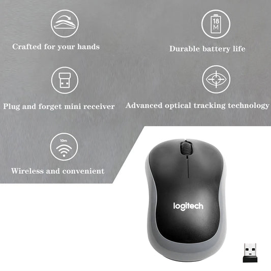 Ratón inalámbrico Logitech M185 de 2,4 GHz, USB, 1000 DPI, receptor USB, silenciador, navegación óptica, para Mac OS, Chrome, Windows 10/8/7
