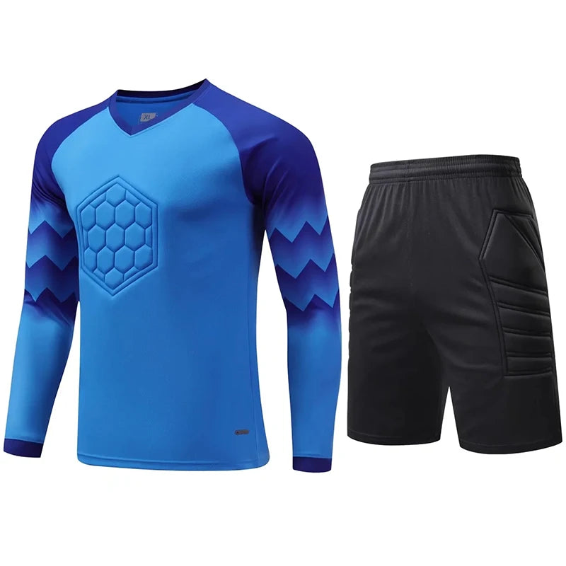 Men Kid 2024 Soccer Goalkeeper Uniform Protective Sponge Long Sleeve Football Training Goalkeeper Top Soccer Jersey Pants Custom