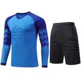 Men Kid 2024 Soccer Goalkeeper Uniform Protective Sponge Long Sleeve Football Training Goalkeeper Top Soccer Jersey Pants Custom