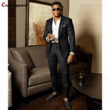 Blue Shawl Lapel Suit Male 2 Pieces Tailored Groom Wedding Suits Tuxedo Best Man Blazer Pants Trendy Fashion Marriage Costume