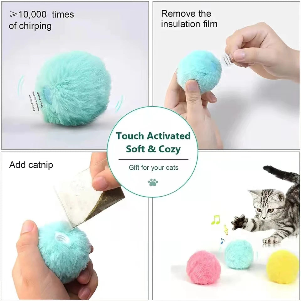 Juguetes inteligentes para gatos, pelota interactiva de peluche, juguete eléctrico de entrenamiento con hierba gatera, juguete con sonido táctil para gatitos, producto para mascotas, juguete con chirrido, pelota, suministros para gatos