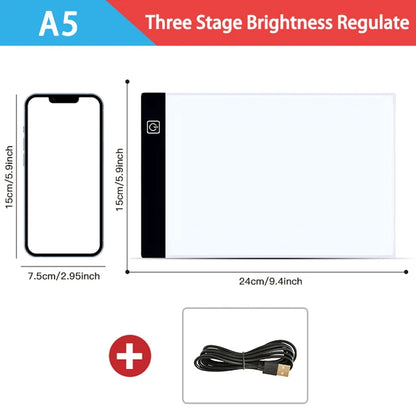 Dimmable LED Drawing Copy Pad Board, Brinquedo Infantil, Pintura Educativa, Kids's Grow, Presentes Criativos para Crianças, A3, A4, Nível A5