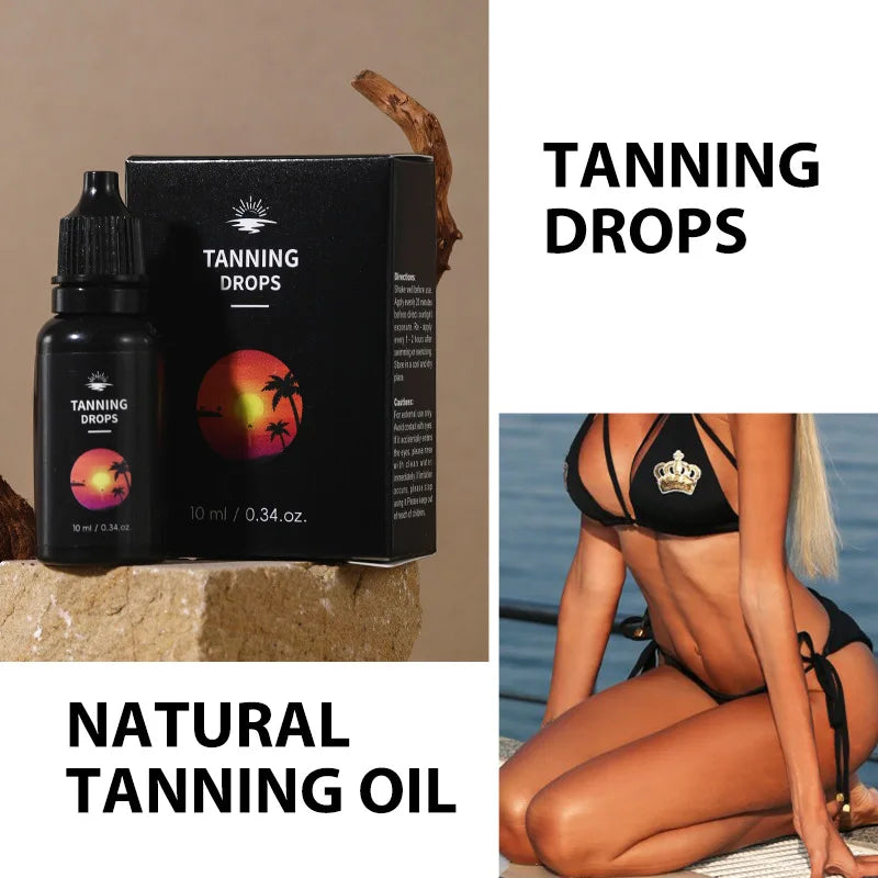 10ml Tanning Oil for Outdoor Beach Sunbathing, Body Tanning Essential Oil Drops, Natural Brown Tone, Formaldehyde-Free