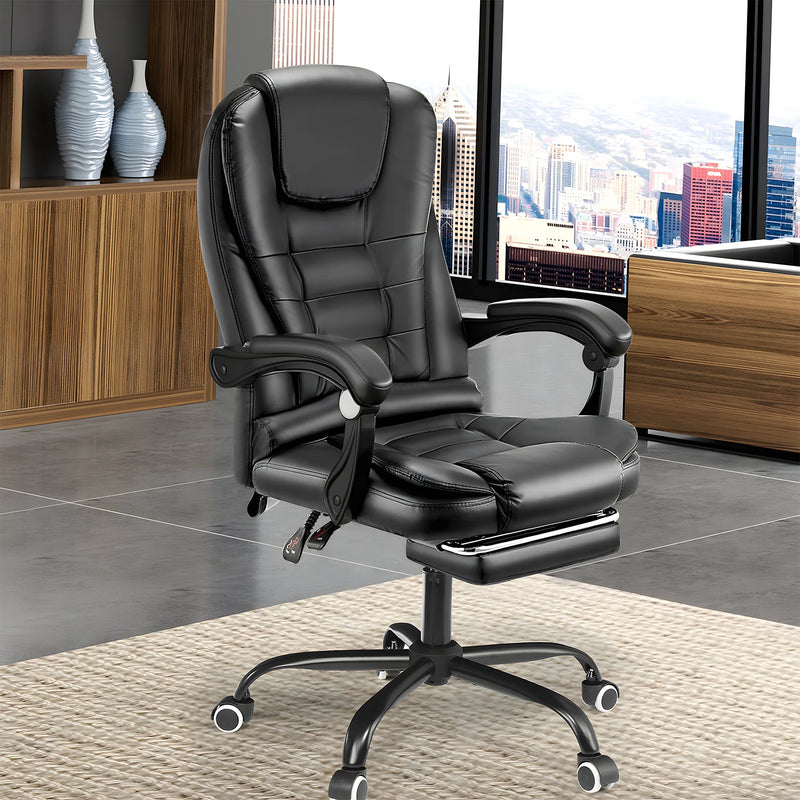 Executive Office Chair with  Massage Seat  , PC Desk Gaming Chair with Armrests Footrest High Back  Recliner Tilt Padded Swivel