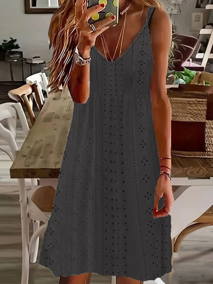 2024 aliexpress europa e os estados unidos plus size feminino verão novo recorte jacquard com decote em v cinta vestido de cor sólida