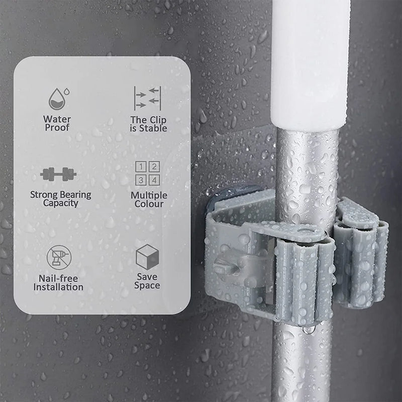 Wall Mounted Mop Organizer Holder Brush Broom Hanger Home Storage Rack Bathroom Suction Hanging Pipe Hooks Household Tools home