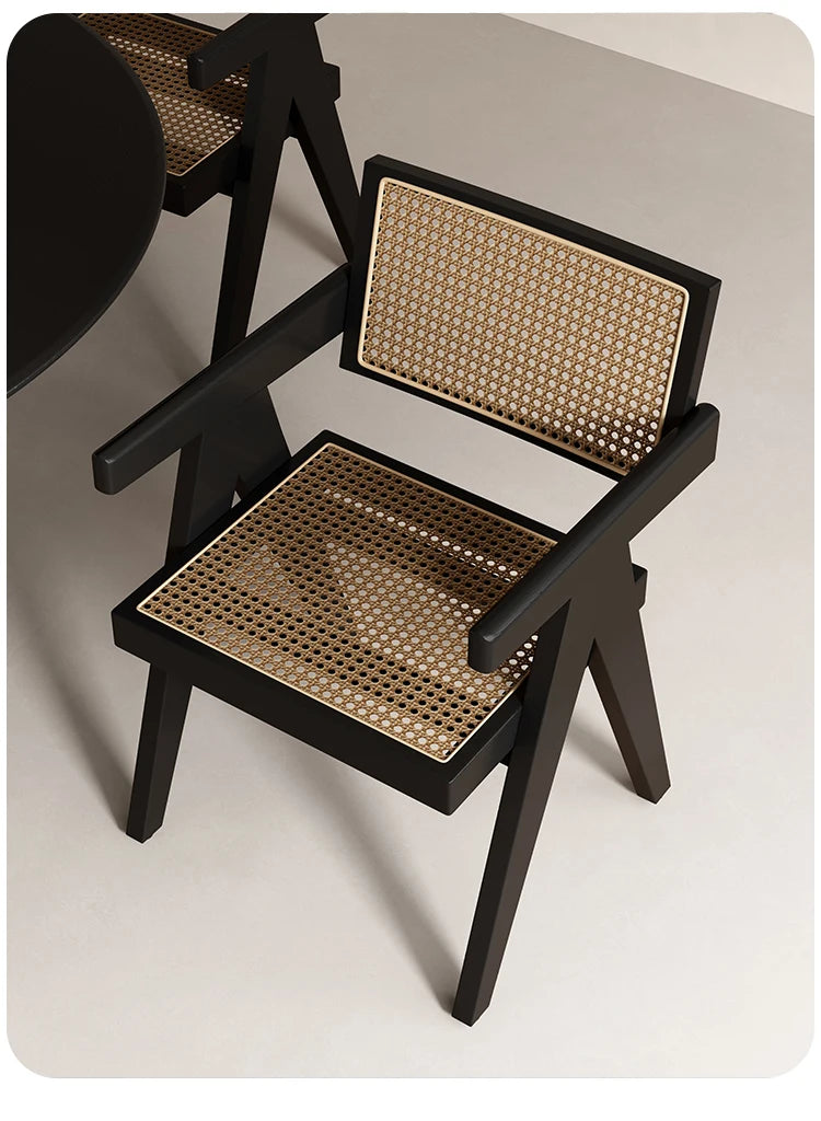 Rattan Nordic Relaxing Design Chair Accent Solid Wood Dining Modern Computer Office Aesthetic Relax Armrest Garden Furniture