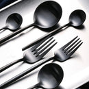 30pcs Black Dinnerware Set Stainless Steel Steak Knife Fork Coffee Spoon Teaspoon Flatware Dishwasher Safe Kitchen Tableware Set