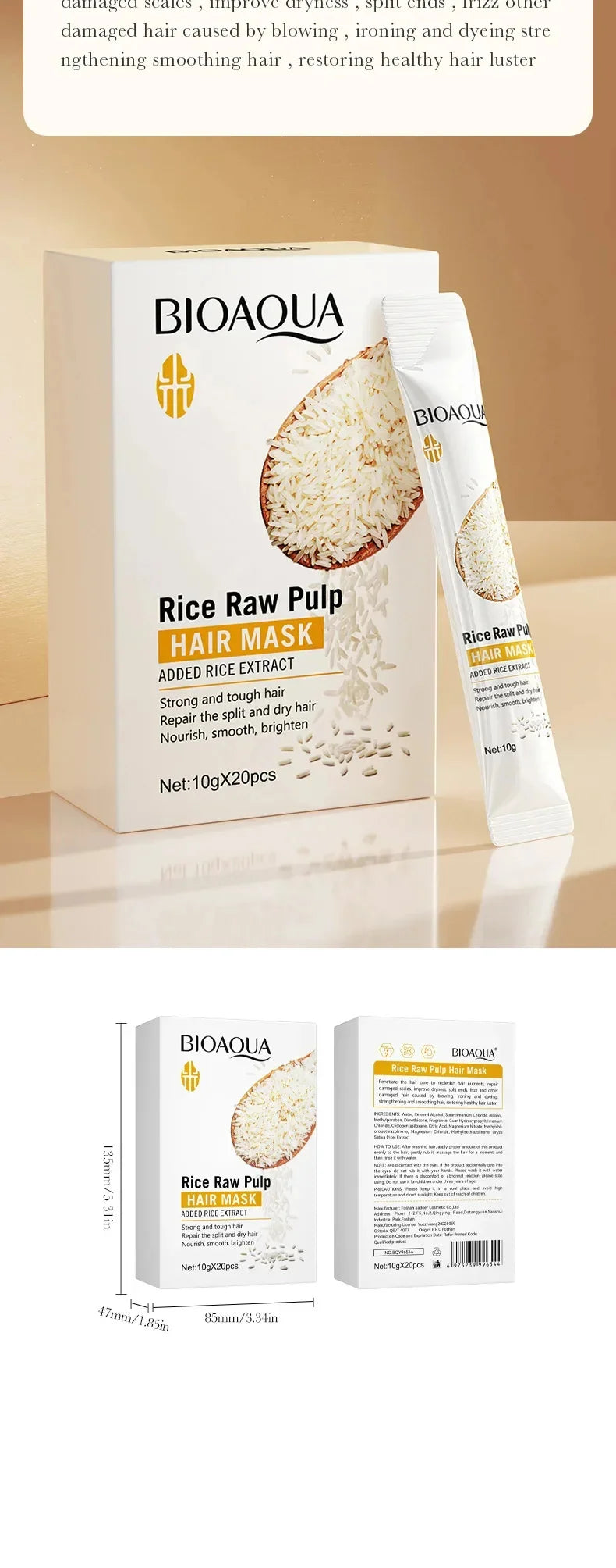 Mascarilla capilar mágica profesional reparadora natural que previene la sequedad, las puntas abiertas, repara el daño, el frizz y los enredos. Cuidado suave y liso en 5 segundos.