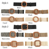 Fashion Women PP Straw Belt Bohemian Wide Elastic Waist Belt Braided Waistbelt Summer Casual Cloth Waistbelt Apparel Accessories
