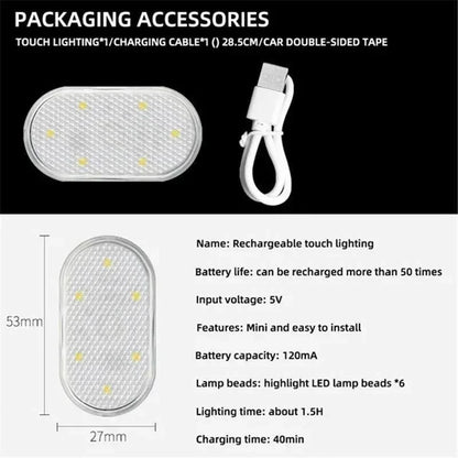 Luces LED inalámbricas para interior de coche, luces LED para interior de coche, luz de neón recargable por USB