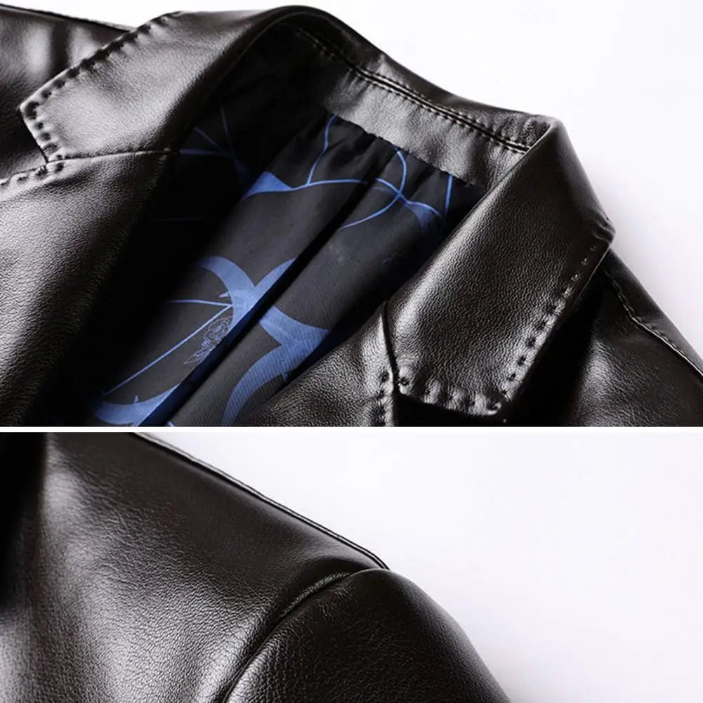 Men Jacket with Button Decoration Stylish Lapel Collar Men's Jacket with Button Cuffs Pocket Faux for Outdoor for Extended