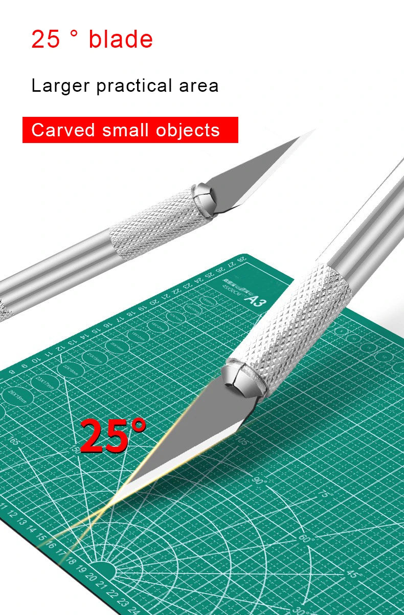 Kit de herramientas de bisturí de metal antideslizante, cortador de papel, cuchillos de grabado y artesanía + 5 cuchillas, herramientas manuales para reparación de PCB de teléfonos móviles.