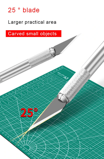 Non-Slip Metal Scalpel Knife Tools Kit Paper Cutter Engraving Craft Knives +5pcs Blades Mobile Phone PCB DIY Repair Hand Tools