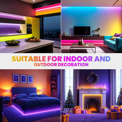 EU Plug DC24V 3535 RGB Neon LED Strip 5/10/15/20/30M Bluetooth Music Sync Waterproof Neon Rope Light for Indoor Outdoor Decor