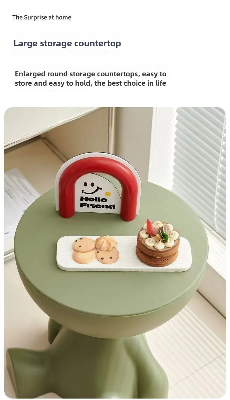 Mesa auxiliar de sofá de dibujos animados de lujo, ligera, creativa, de cabeza plana, pequeña, de plástico, para el hogar