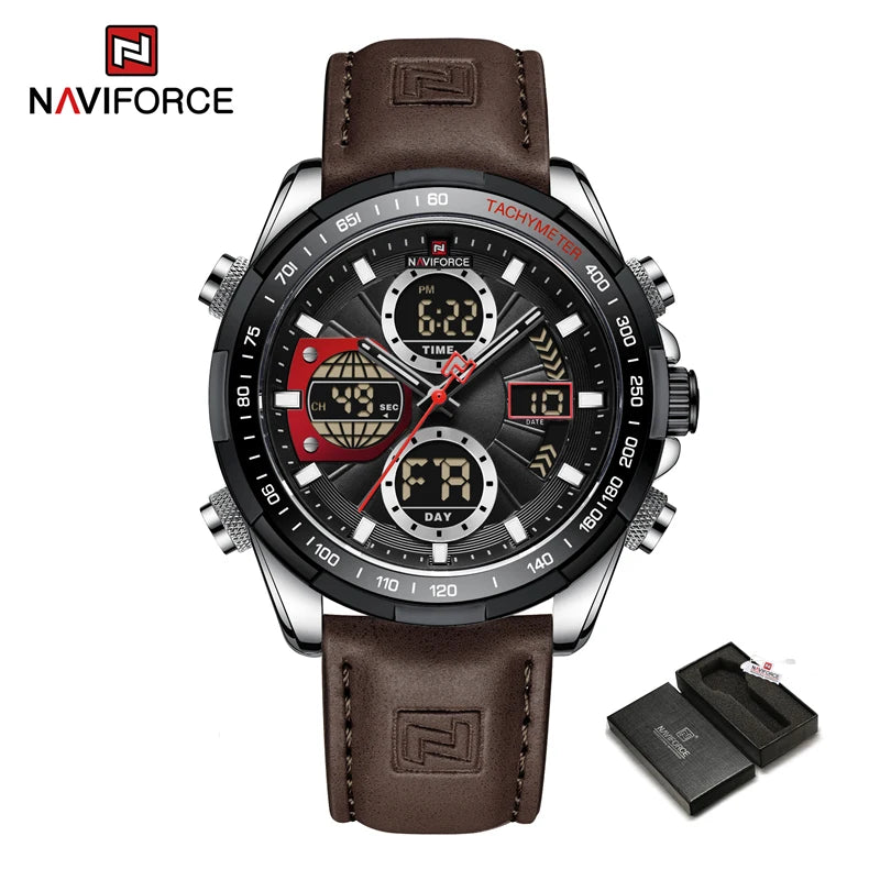 New NAVIFORCE Watches for Men Leather Men's Military Sport Waterproof Watch Quartz Wristwatch Chronograph Male Clock