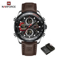 New NAVIFORCE Watches for Men Leather Mens Military Sport Waterproof Watch Quartz WristWatch Chronograph Male Clock