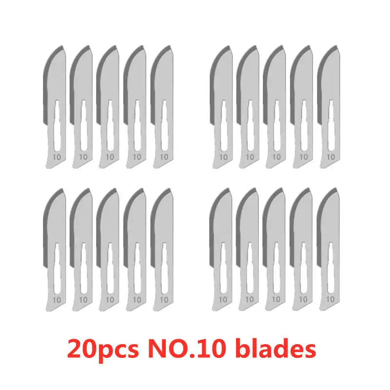 20-100pcs NO.10-15C Carbon Steel Carving Metal Scalpel Blades Handle DIY Cutting Repair Animal Surgical Knife Tool Box Non Slip