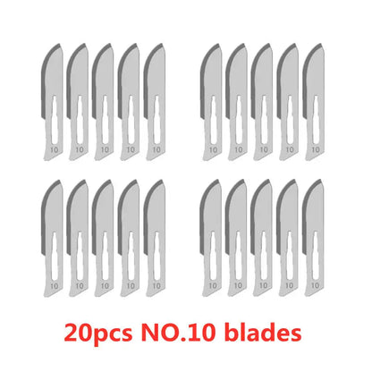 20-100pcs NO.10-15C Carbon Steel Carving Metal Scalpel Blades Handle DIY Cutting Repair Animal Surgical Knife Tool Box Non Slip
