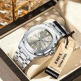 POEDAGAR Luxury Military Men's Watch Square Waterproof Luminous Date Week Men Watch Stainless Steel Quartz Men's Watches Reloj+box