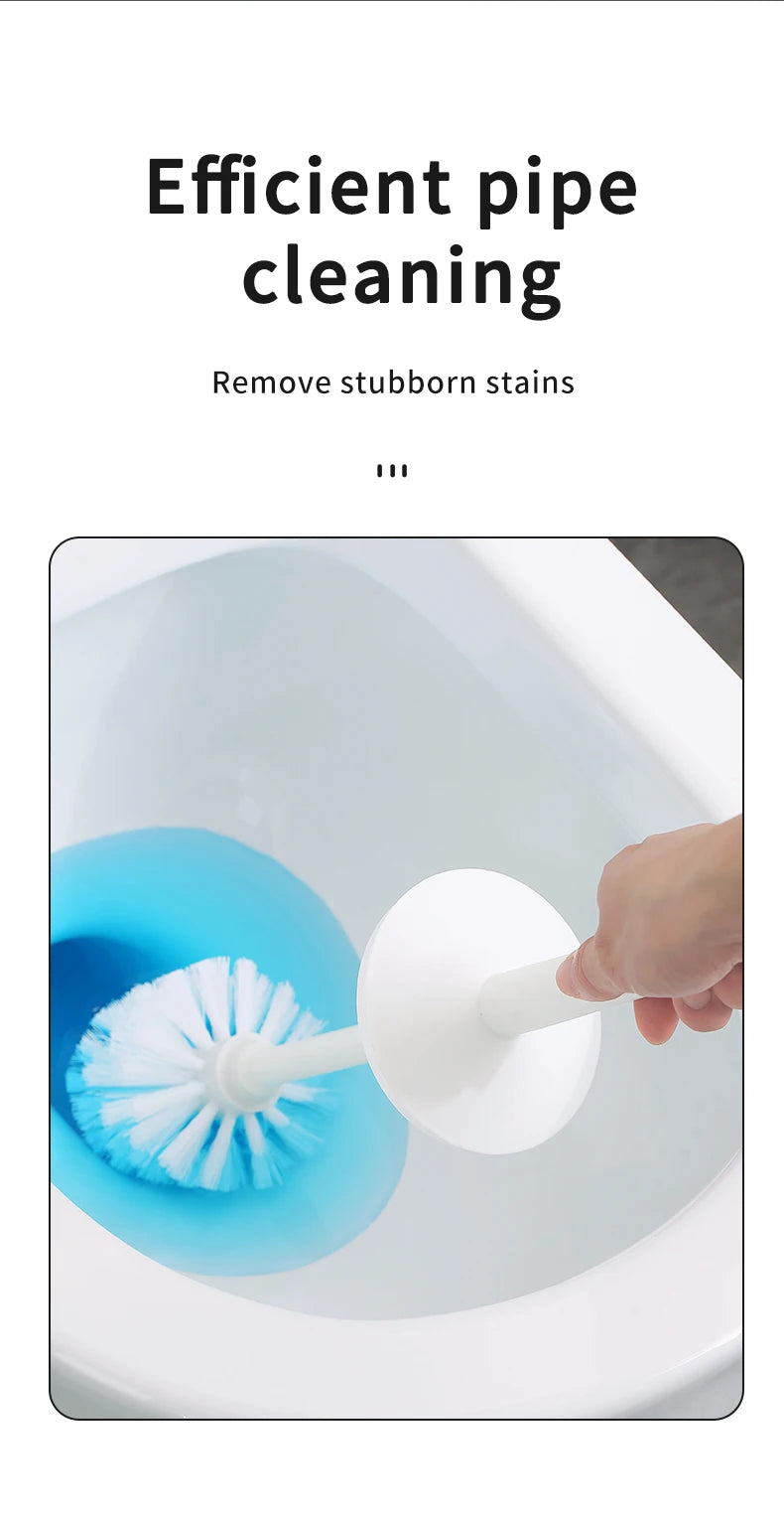 WORTHBUY Cepillo de inodoro de plástico con base de pie, mango largo, cepillo de limpieza para inodoro, accesorios de baño, herramientas de limpieza