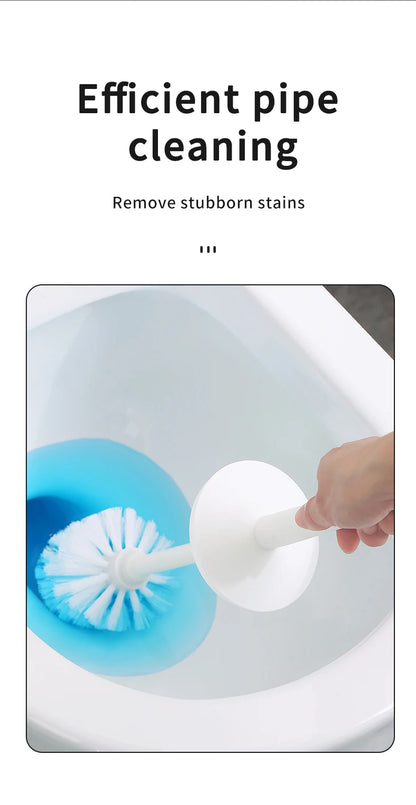 WORTHBUY Cepillo de inodoro de plástico con base de pie, mango largo, cepillo de limpieza para inodoro, accesorios de baño, herramientas de limpieza