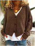 Women's Loose Knitted Cardigan, V-neck Single-breasted Long-sleeved Sweater, Solid Color, New, Spring and Autumn, S-3XL 