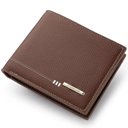 Nueva cartera para hombre, tarjetero, monedero con cremallera, cartera corta de negocios con estampado de lichi de alta calidad.