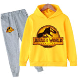 Children Dinosaur Hoodies Pants Set Boys Girls Jurassic World Dominion Sweatshirts Hooded Kids Fashion Pullovers Clothes Suit