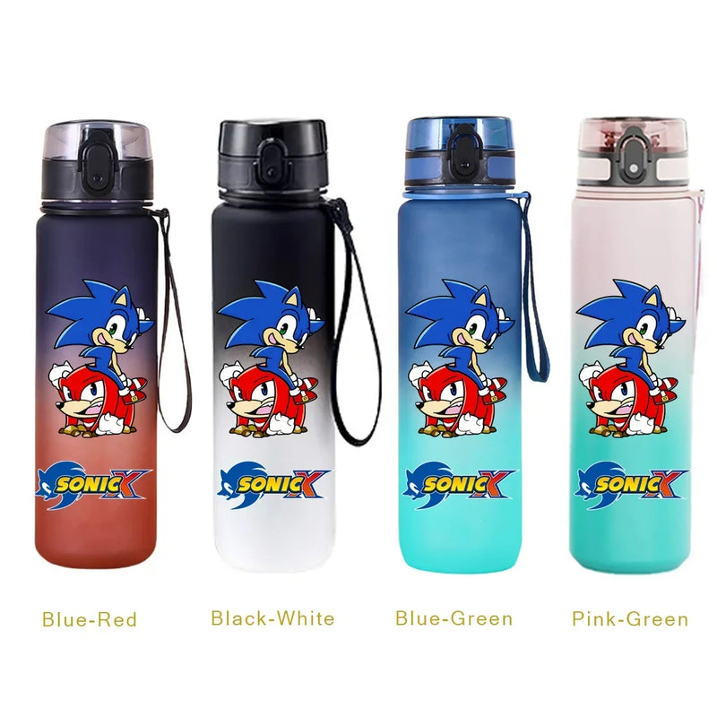 650ML Sonic Hedgehog Sport Water Bottle Large Capacity Cartoon Portable Plastic Water Bottle Drinking Cup Student Birthday Gifts