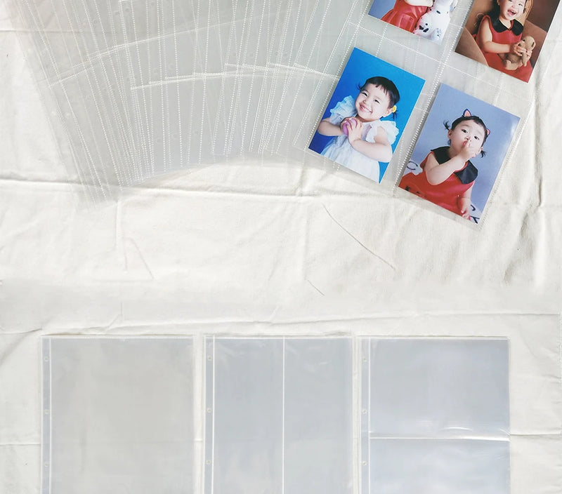 PLRBOK A4 Clear 10 Pcs Photo Album Refill Pages File Protector 4 Hole 6×4 10×15 4 Ring Binder Photocards Postcard Card Notebook