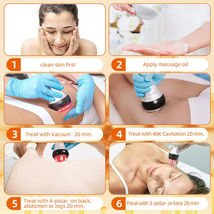 Máquina de cavitación ultrasónica para adelgazamiento corporal de 4 pulgadas y 140K, dispositivo de belleza, masajeador facial, reafirmante de piel, lifting facial, succión al vacío