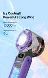 KINSCOTER Portable Air Cooling Turbo Fan 3600mAh 100 Wind Speeds Adjustable Outdoor Foldable Student Handheld Fan with Lanyard