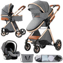 Baby Stroller 3‑in‑1 Travel System Pushchair Lightweight Pram from Birth All‑Terrain Baby Buggy Compact Fold Stroller Summer