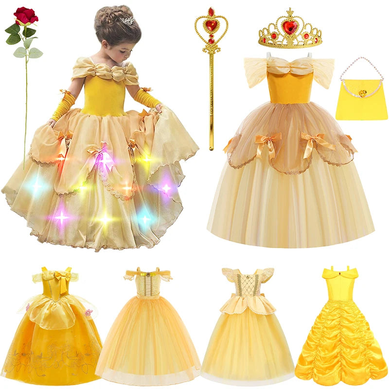 Children's Halloween Role Play Fairy Princess Belle Dress Xmas Carnival Masquerade Performance Birthday Party Fancy Girl Clothes