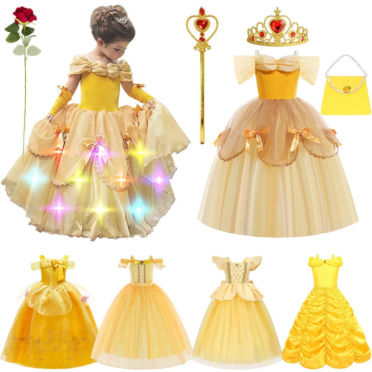 Children's Halloween Role Play Fairy Princess Belle Dress Xmas Carnival Masquerade Performance Birthday Party Fancy Girl Clothes