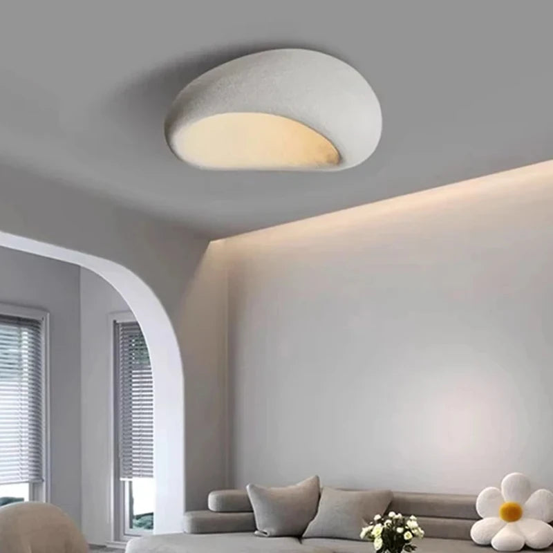 Nordic Wabi Sabi LED Ceiling Lamps Minimalist Cream Style Living Room Bedroom Ceiling Light 45/52/60/70cm Home Decor Chandeliers