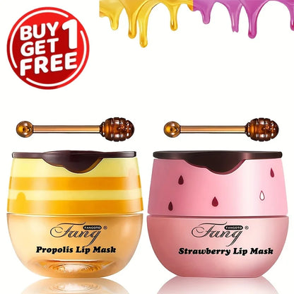 Paquete de 2 bálsamos labiales de abeja, exfoliantes, hidratantes, previenen la sequedad y las grietas, mascarilla labial para dormir y reduce las líneas de expresión. 