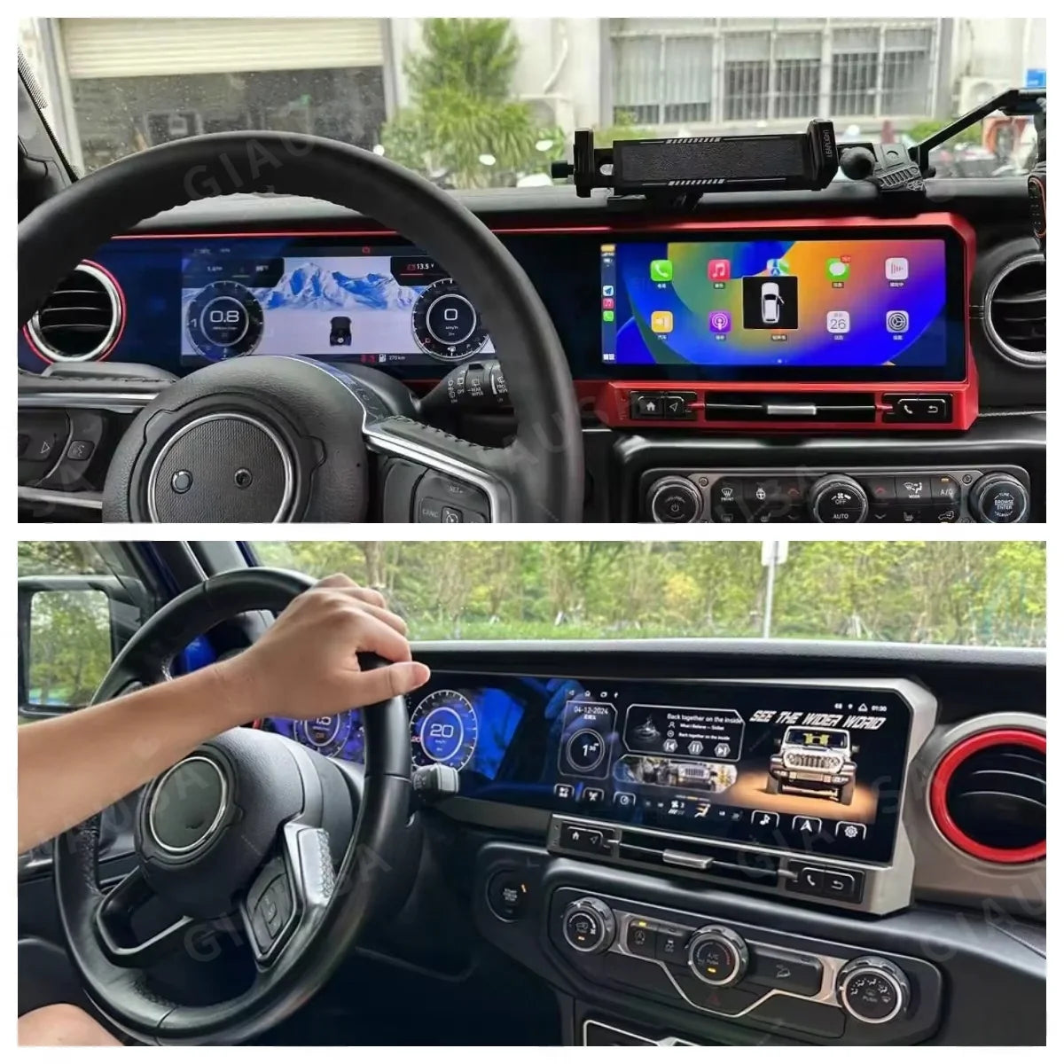 For Jeep Wrangler 2018-2022 Carplay LCD Instrument Panel Dual Screen Android Multimedia Video Player GPS Navigation Android Auto