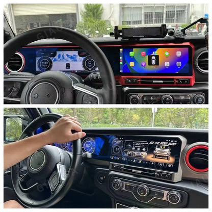 For Jeep Wrangler 2018-2022 Carplay LCD Instrument Panel Dual Screen Android Multimedia Video Player GPS Navigation Android Auto