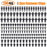 190pcs Car Retainer Clips 6 Size Plastic Fasteners Kit Auto Trim Panel Clip Mixed Car Body Bumper Rivet Set