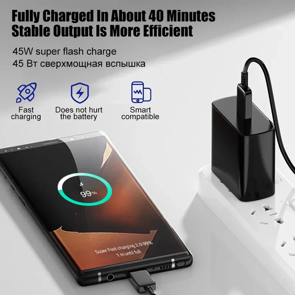 45W Snel Voor Samsung Oplader S24 S23 S22 S21 Ultra S20 Fe Plus A54 A53 A 52S A51 Snel Opladen Usb Type C Kabel Telefoon Accesso