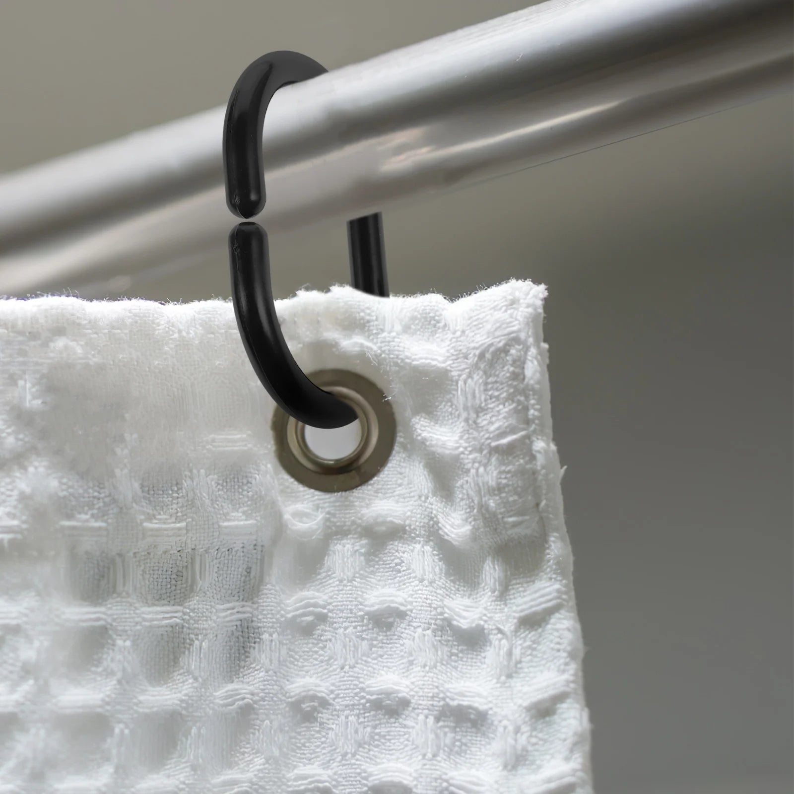 Net Curtain Rod Quick-Release Quick-Hanging Hooks, 20 Pieces (Black) Rings, Plastic Shower Extendable Poles, ABS