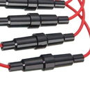 5 portafusibles de 5 x 20 mm, resistentes al agua, 10 A, color negro, 17,8 cm de largo, cable calibre 18 AWG para fusibles de coche estándar.