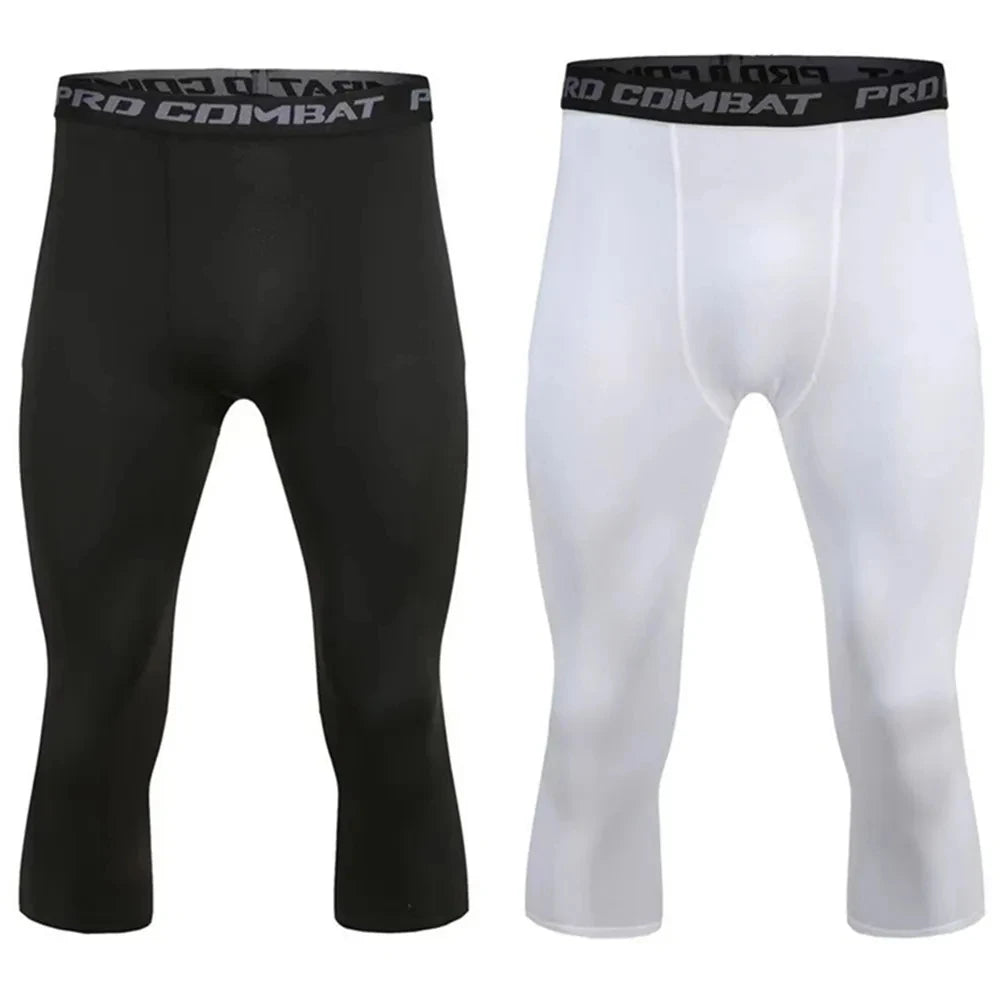 Basketball 7-point Tights Men's Sports Fitness Five-point White Training Pants Compressed High Elastic Quick-drying Leggings