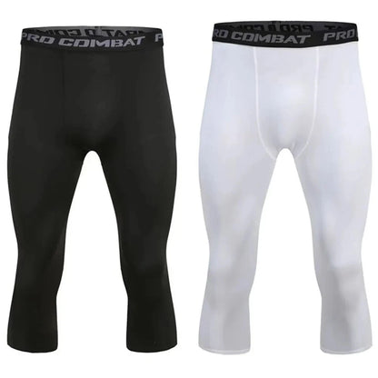 Basketball 7-point Tights Men's Sports Fitness Five-point White Training Pants Compressed High Elastic Quick-drying Leggings