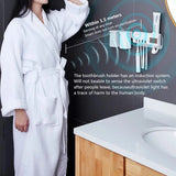Toothbrush Holder Toothpaste Dispenser Solar Energy Bathroom Toothbrush Storage Box Multi-function Storage Holder USB Charge