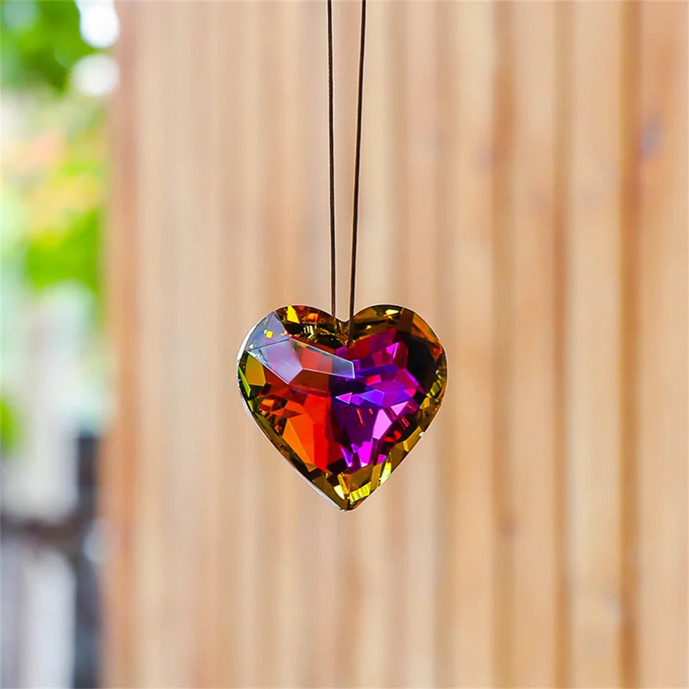 45mm Hanging Heart Suncatcher Prism Pendant Crafts for Home Office Garden Decoration Rainbow Maker Window Pendant 2025 Xmas Gift