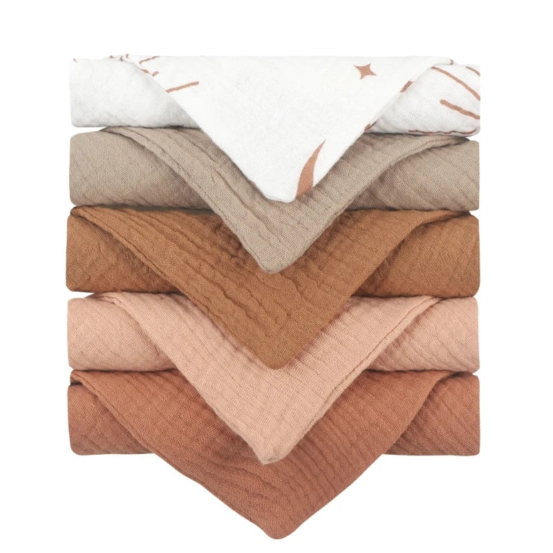 5 toallas de algodón absorbentes y suaves para bebé, para limpiar la cara, pañuelos, toallitas para el baño y la alimentación.
